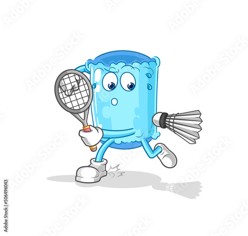 bolster pillow playing badminton illustration. character vector