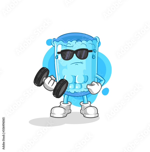 bolster pillow lifting dumbbell vector. cartoon character