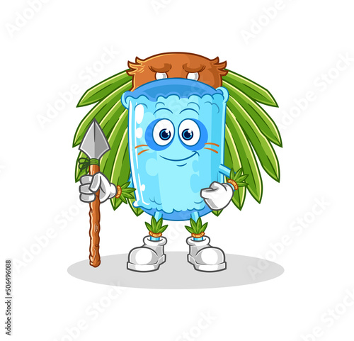bolster pillow tribal man mascot. cartoon vector