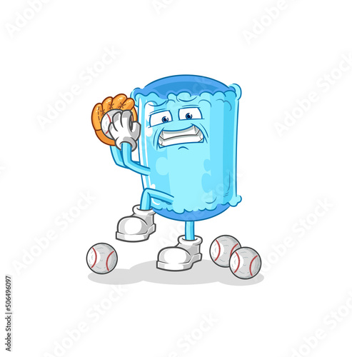 bolster pillow baseball pitcher cartoon. cartoon mascot vector
