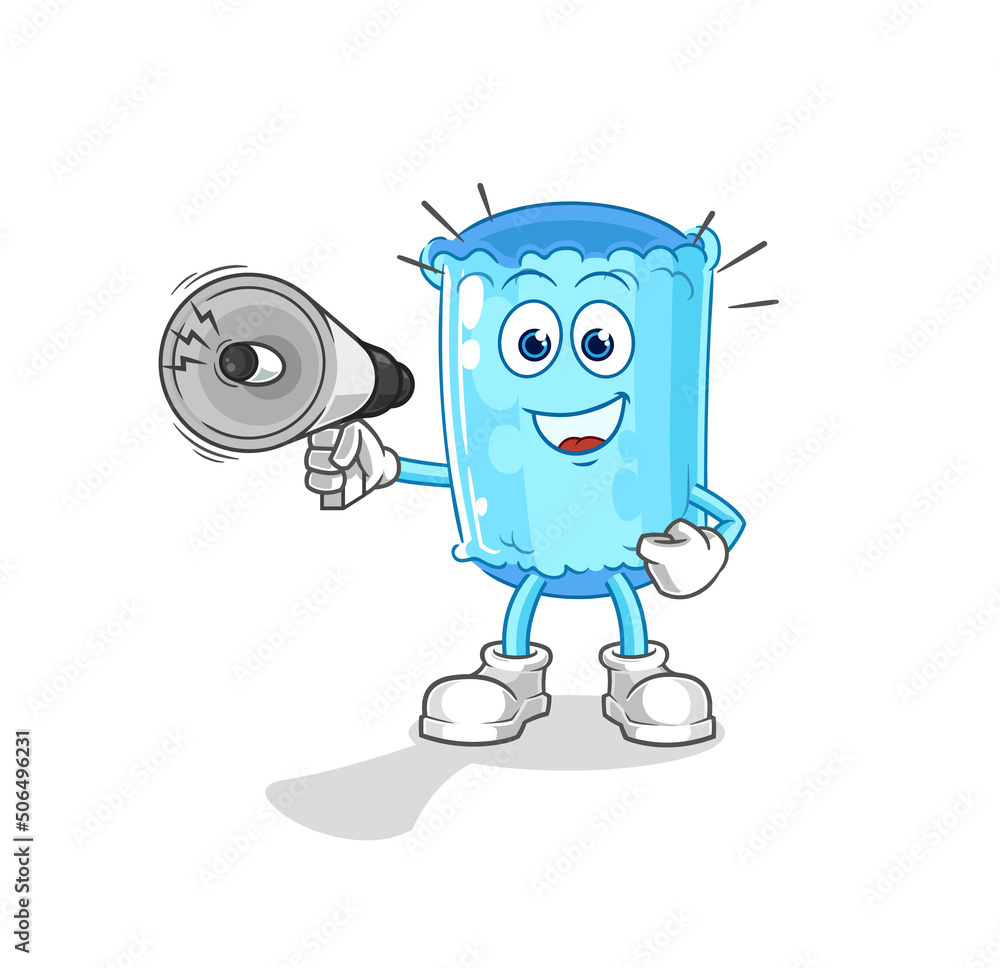 bolster pillow holding hand loudspeakers vector. cartoon character bolster pillow holding hand loudspeakers vector. cartoon character