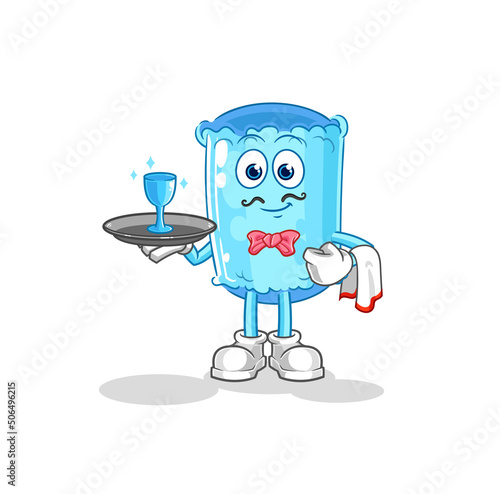bolster pillow waiter cartoon. cartoon mascot vector