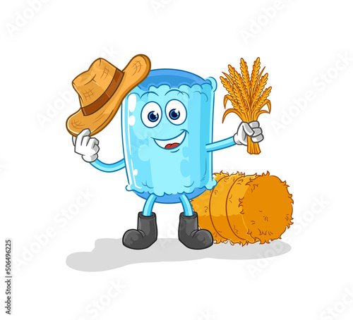 bolster pillow farmer mascot. cartoon vector