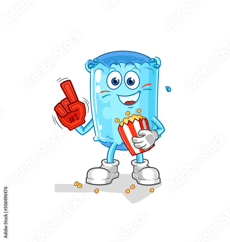 bolster pillow fan with popcorn illustration. character vector