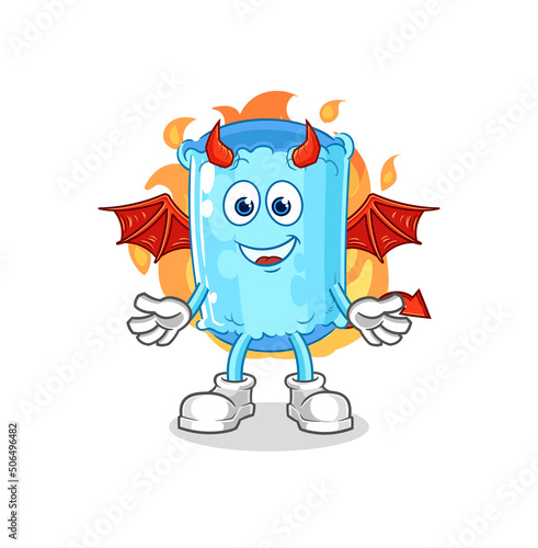 bolster pillow demon with wings character. cartoon mascot vector