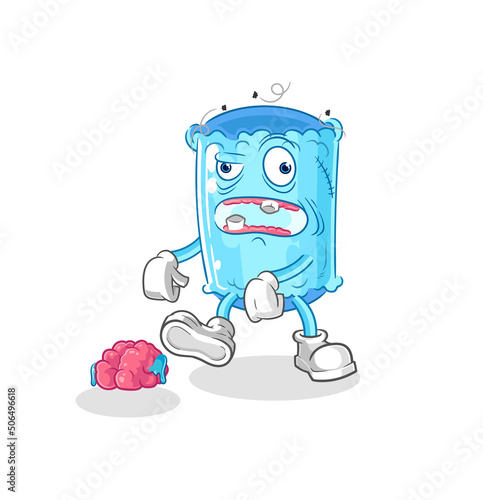 bolster pillow zombie character.mascot vector