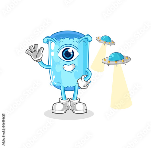bolster pillow alien cartoon mascot vector