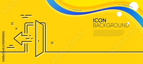 Entrance line icon. Abstract yellow background. Entry door sign. Building exit symbol. Minimal entrance line icon. Wave banner concept. Vector