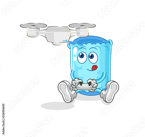 bolster pillow with drone character. cartoon mascot vector