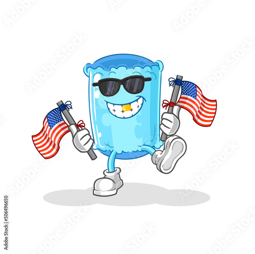 bolster pillow american youth cartoon mascot vector