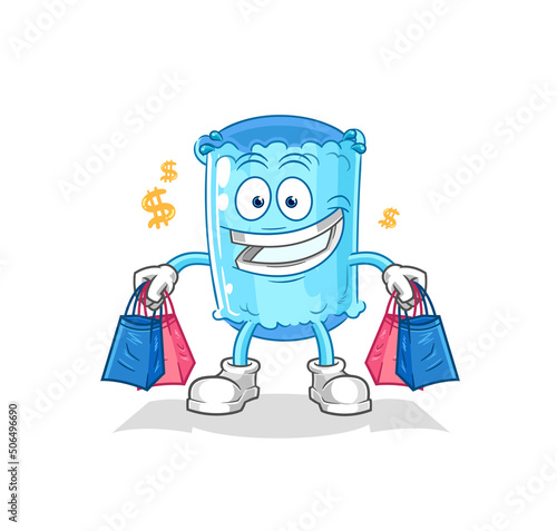 bolster pillow shoping mascot. cartoon vector