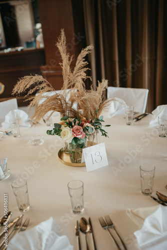 Rustic decoration. Table decoration. Flower decoration for a special occasion.