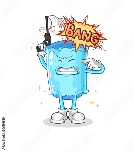 bolster pillow warning shot mascot. cartoon vector