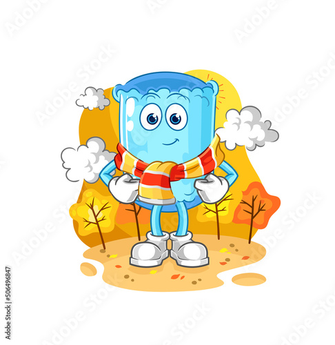 bolster pillow in the autumn. cartoon mascot vector