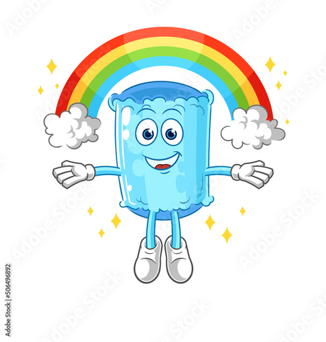 bolster pillow with a rainbow. cartoon vector