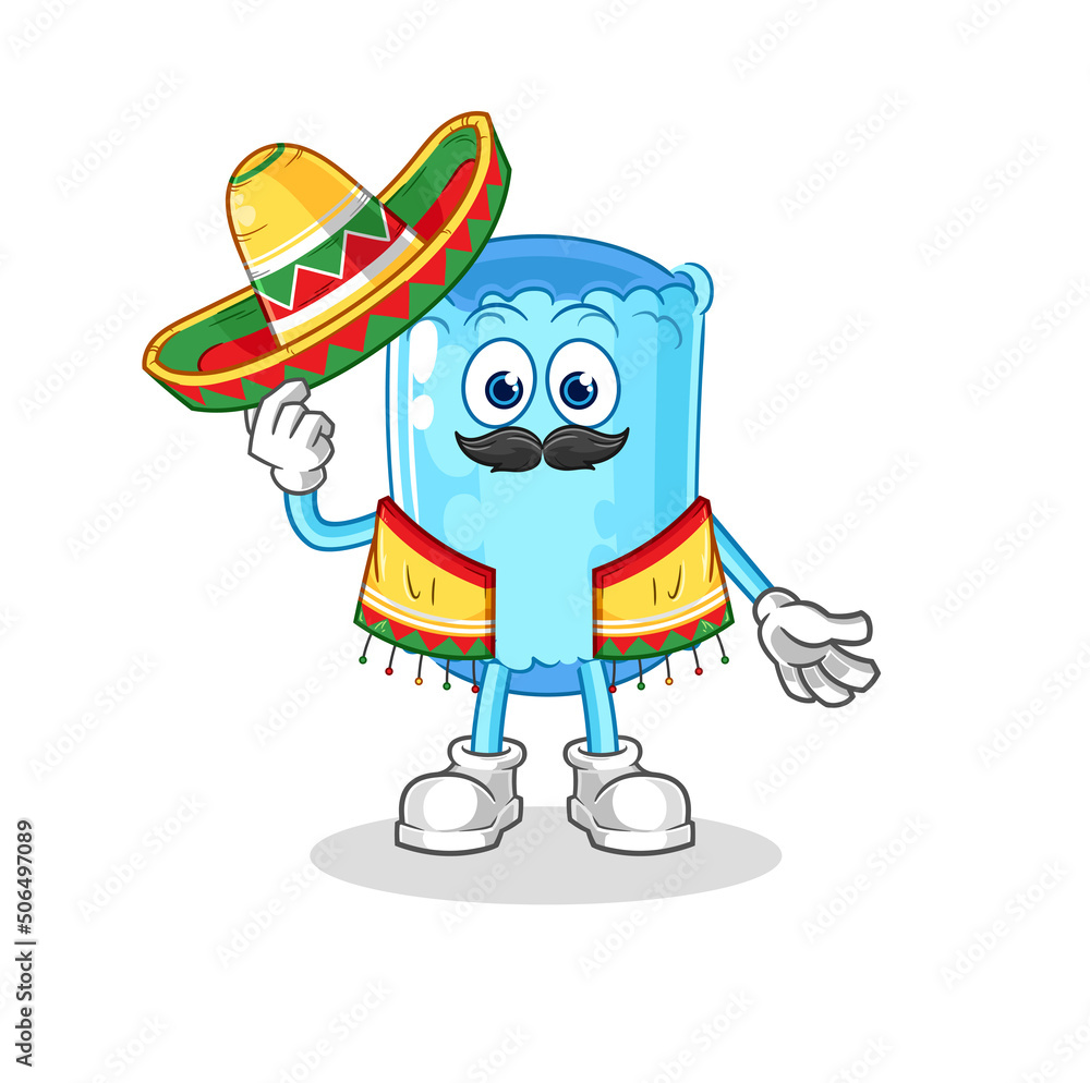 bolster pillow Mexican culture and flag. cartoon mascot vector