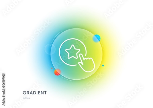 Loyalty star line icon. Gradient blur button with glassmorphism. Bonus points. Discount program symbol. Transparent glass design. Loyalty star line icon. Vector