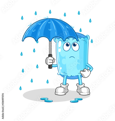 bolster pillow holding an umbrella illustration. character vector