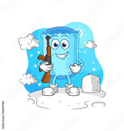 bolster pillow soldier in winter. character mascot vector