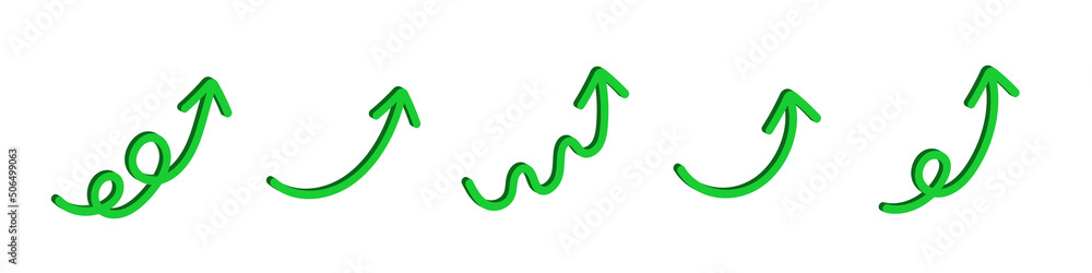 3d green arrow. Vector isometric arrow set isolated on white background ...