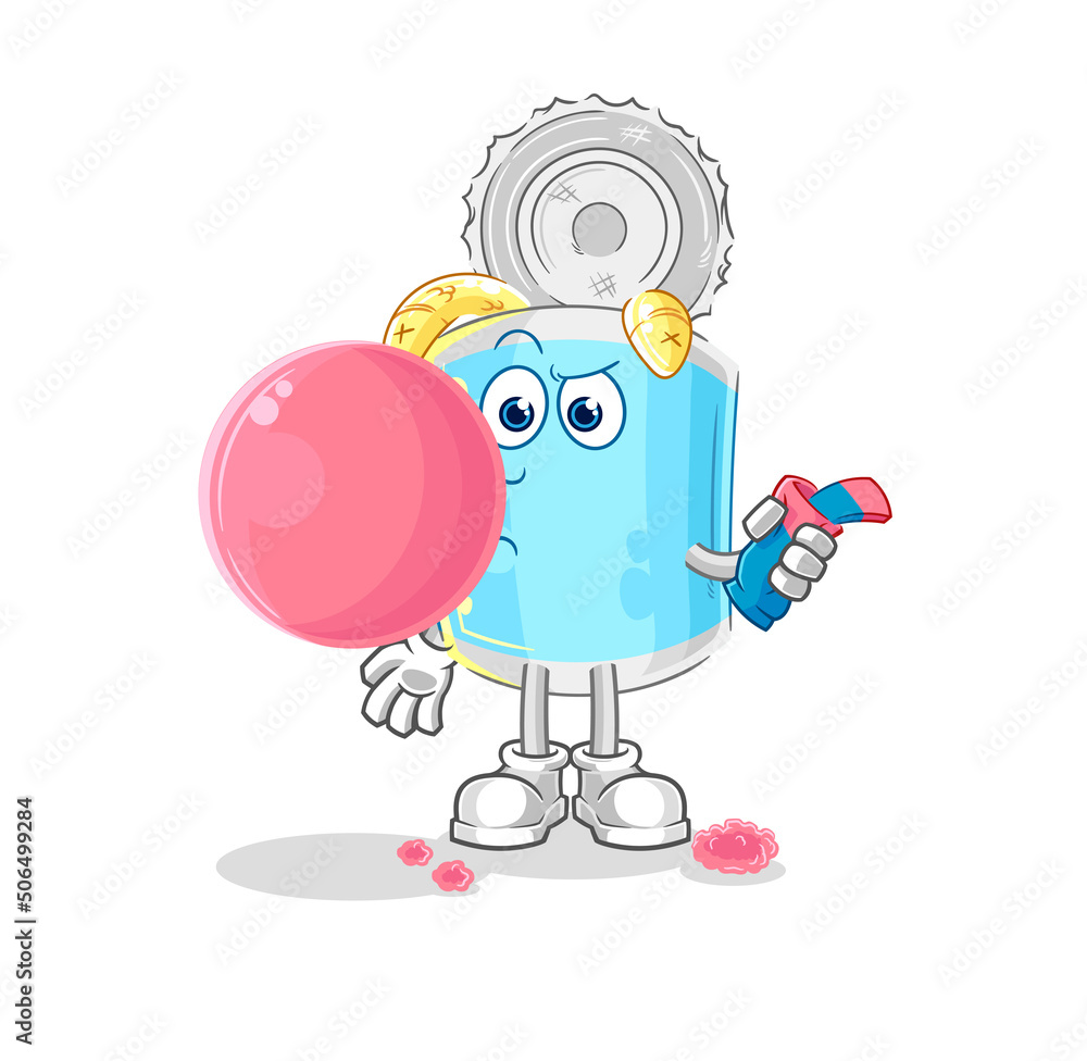 canned fish chewing gum vector. cartoon character