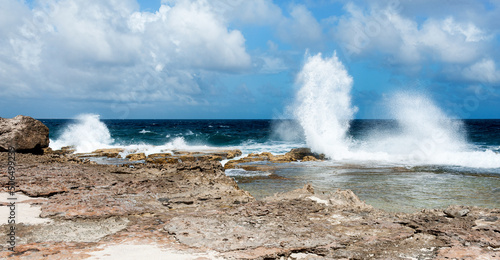Bonaire, rugged east side shoreline and crashing waves