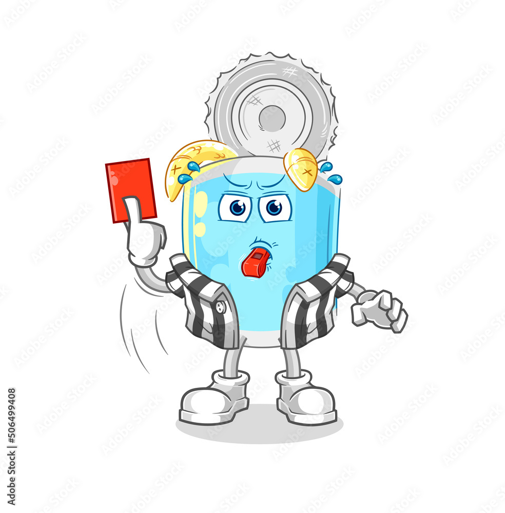 canned fish referee with red card illustration. character vector canned fish referee with red card illustration. character vector