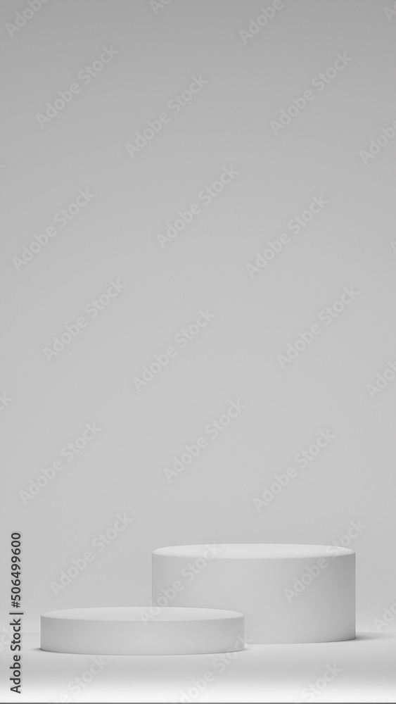 Vertical background 3d gray rendering with podiums. Minimal white stage wall, beautiful podium white background Abstract stage grey. Product scene render on a white podium.Product presentation. Vertical background 3d gray rendering with podiums. Minimal white stage wall, beautiful podium white background Abstract stage grey. Product scene render on a white podium.Product presentation.