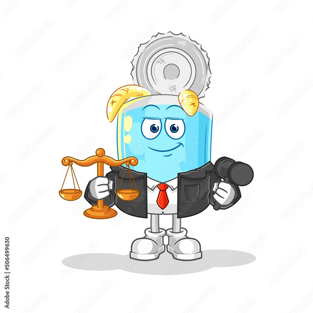 Obraz premium canned fish lawyer cartoon. cartoon mascot vector