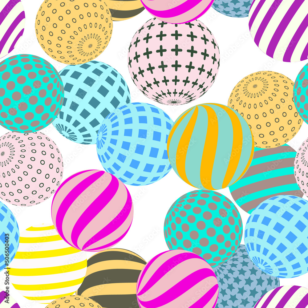 Retro 3d illustration of abstract balls, great design for any purpose. Modern poster for cover design. Vector seamless technology background. Background wall design.