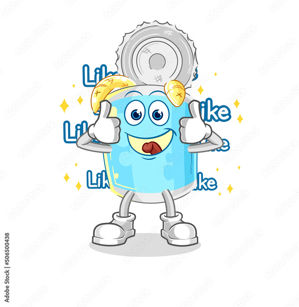 canned fish give lots of likes. cartoon vector