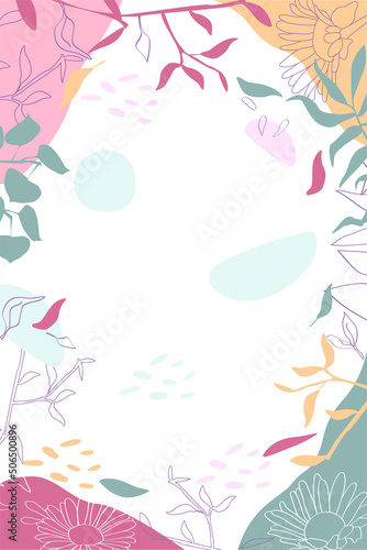 Vintage minimal Floral template with flower elements. Editable vector background for greeting card  wallpaper  brochure  invitation  story and social media post