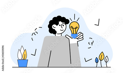 Hyperfocus idea concept. Man with bulb. Vector illustration concept. photo