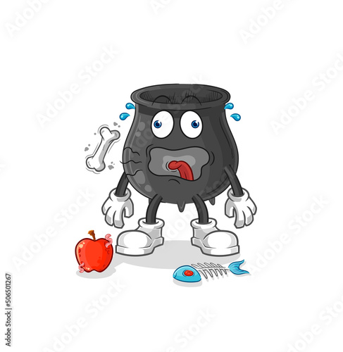 cauldron burp mascot. cartoon vector