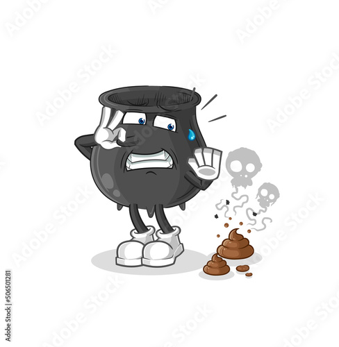 cauldron with stinky waste illustration. character vector