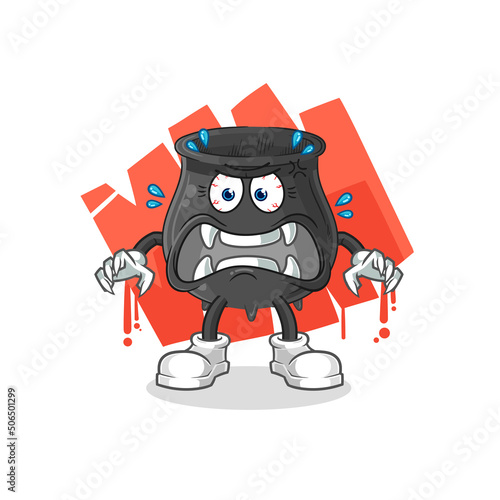 cauldron monster vector. cartoon character