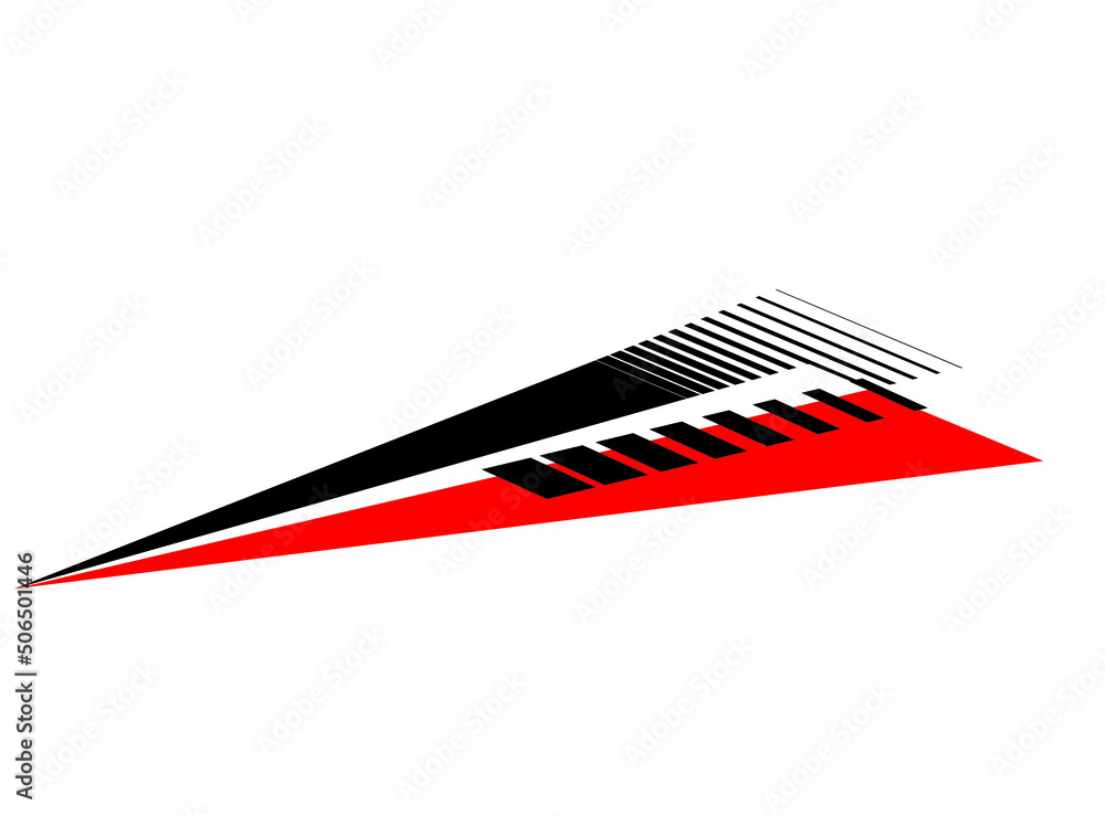 Vector striped arrow for a sports car. Sticker. Sharp pattern for vehicles. Vector striped background