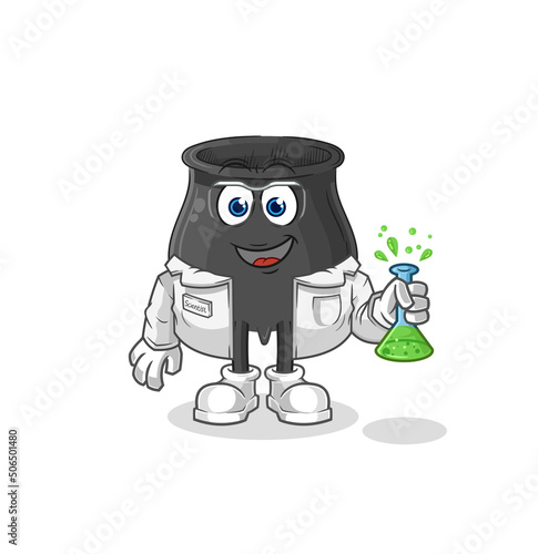 cauldron scientist character. cartoon mascot vector