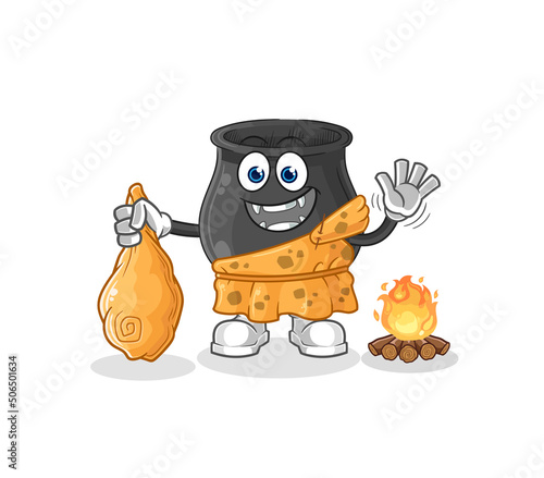 cauldron ancient cartoon. cartoon mascot vector