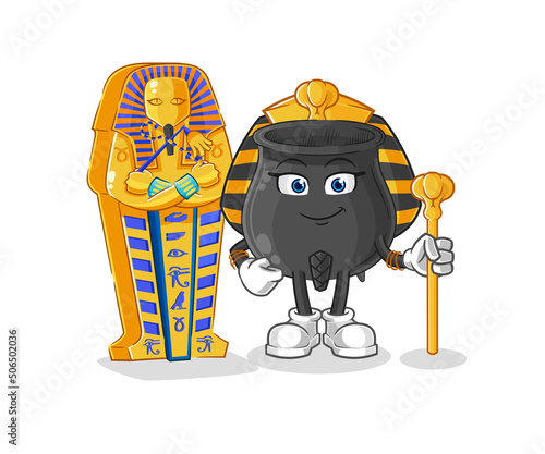 cauldron ancient egypt cartoon. cartoon mascot vector