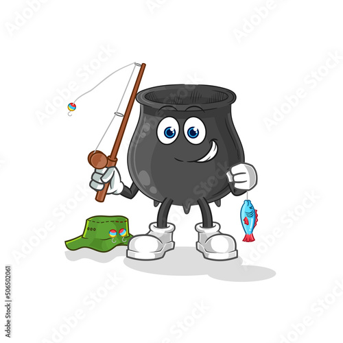 cauldron fisherman illustration. character vector