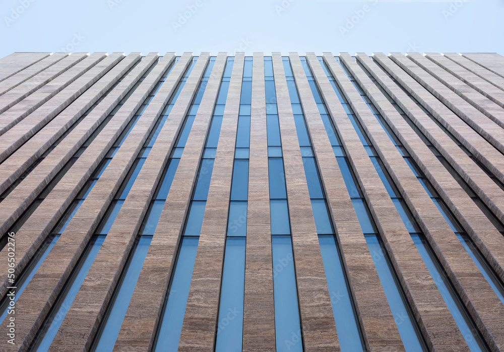 modern building facade. bottom view modern building facade. bottom view