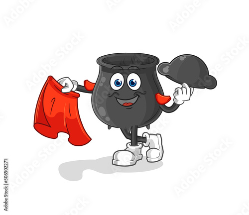 cauldron matador with red cloth illustration. character vector