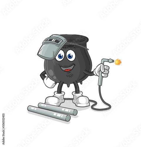 cauldron welder mascot. cartoon vector