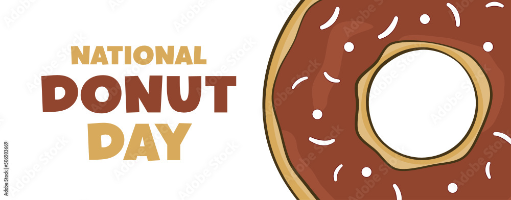 National Donut Day lettering with donut. Banner concept. Vector. Isolated on white background National Donut Day lettering with donut. Banner concept. Vector. Isolated on white background
