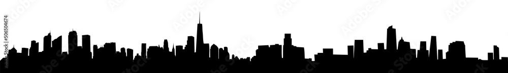 Modern City Skyline black silhouette - abstract futuristic business background. Vector illustration