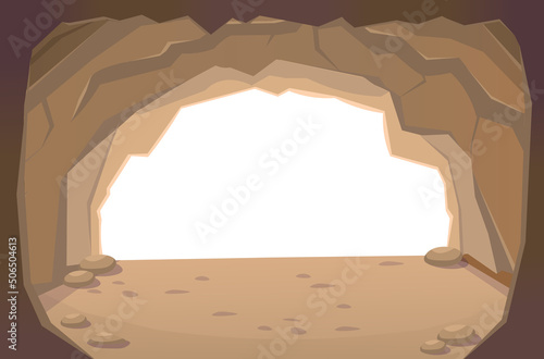 Cave. Exit from the cave.Illustration in cartoon style for games.