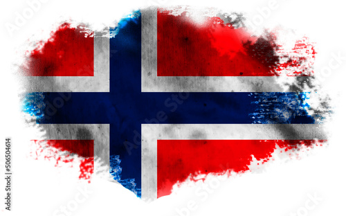 White background with torn Norway flag. 3d illustration