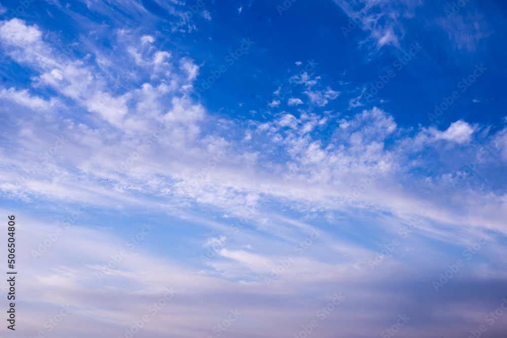 Sky clouds. Blue skies. The air is clean fresh