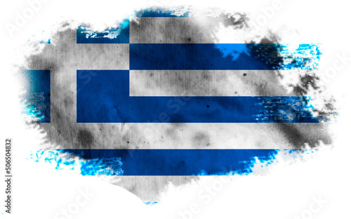 Obraz na plátně White background with torn Greece flag. 3d illustration